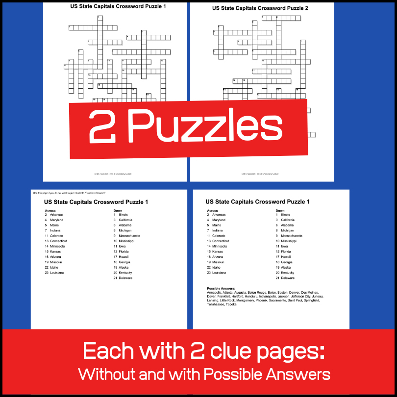 States Crossword Puzzle Printable