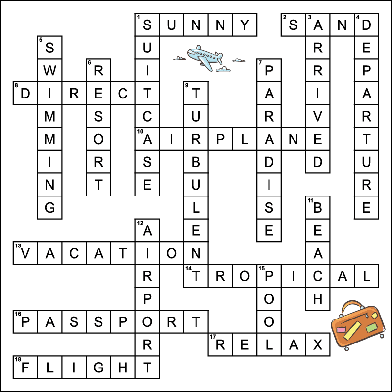 Vacation Crossword Puzzles Tree Valley Academy