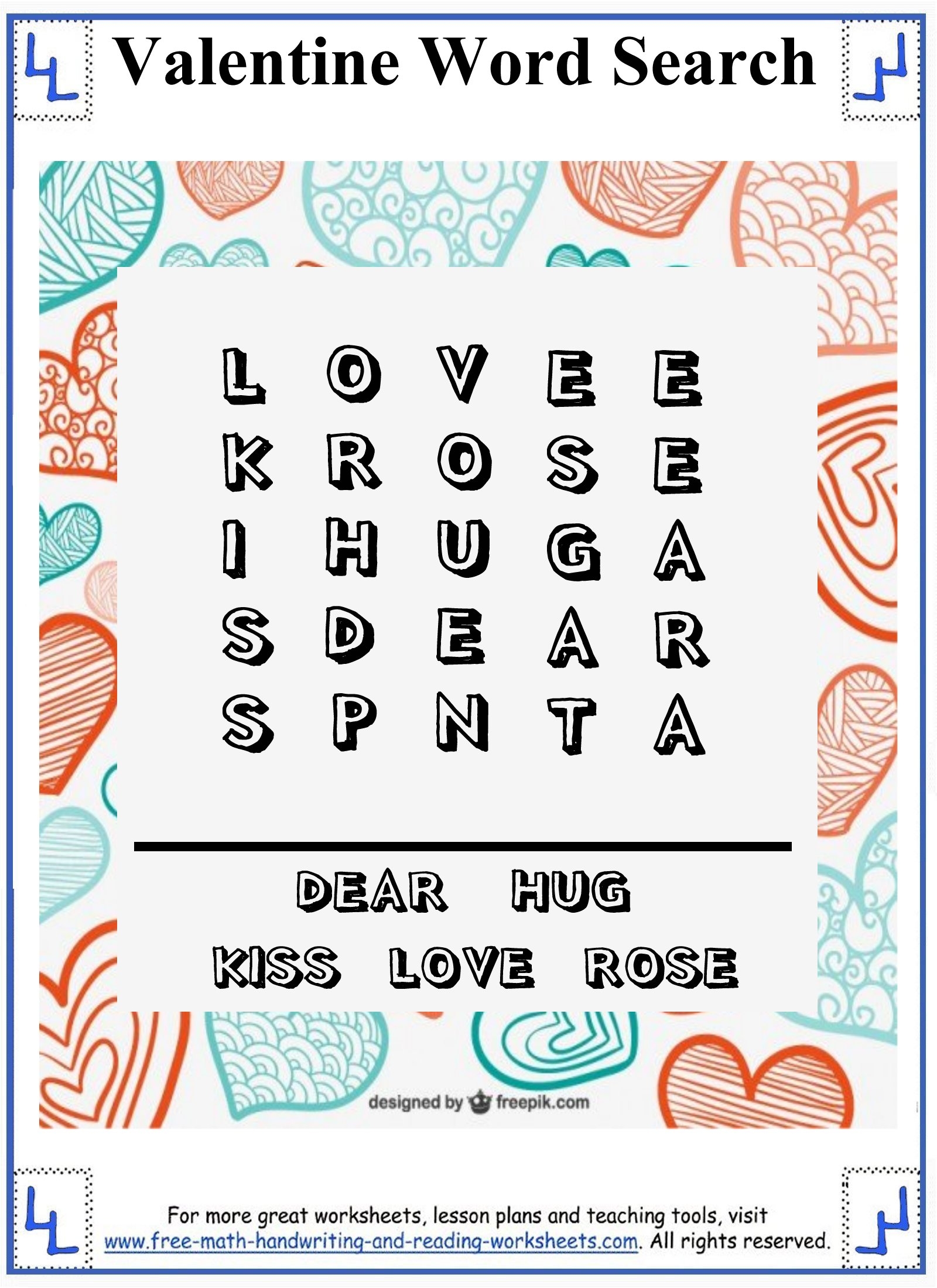 Crossword Puzzles for First Graders Printable