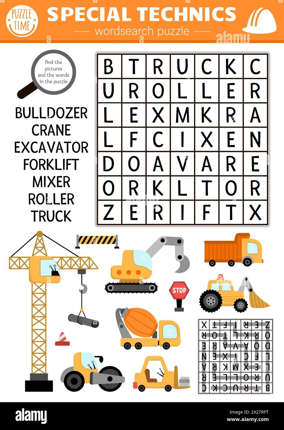 Heavy Equipment Crossword for Kids Printable Heavy Equipment Crossword for Kids Printable