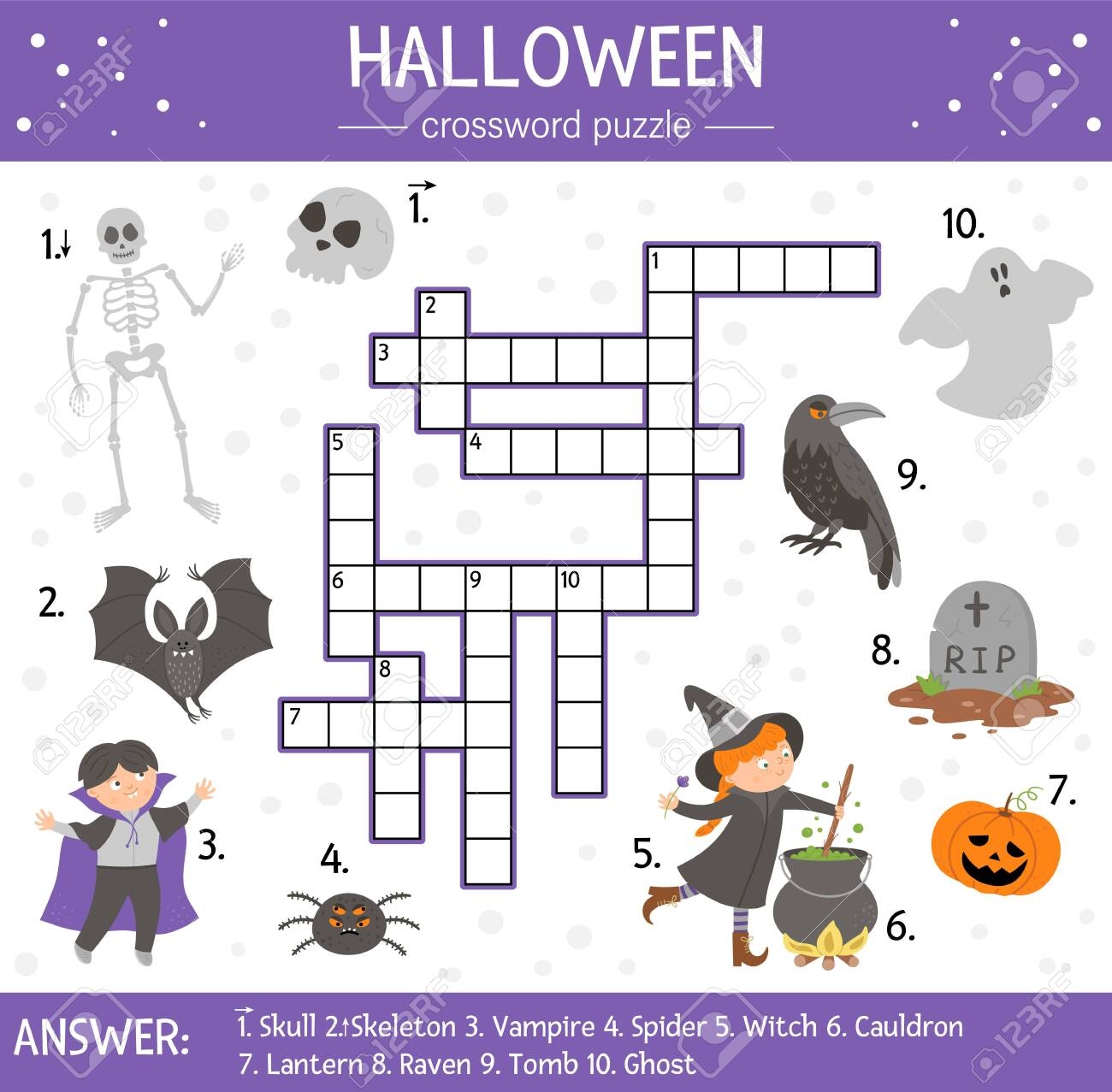 Spooky Halloween Crossword Puzzle Printable