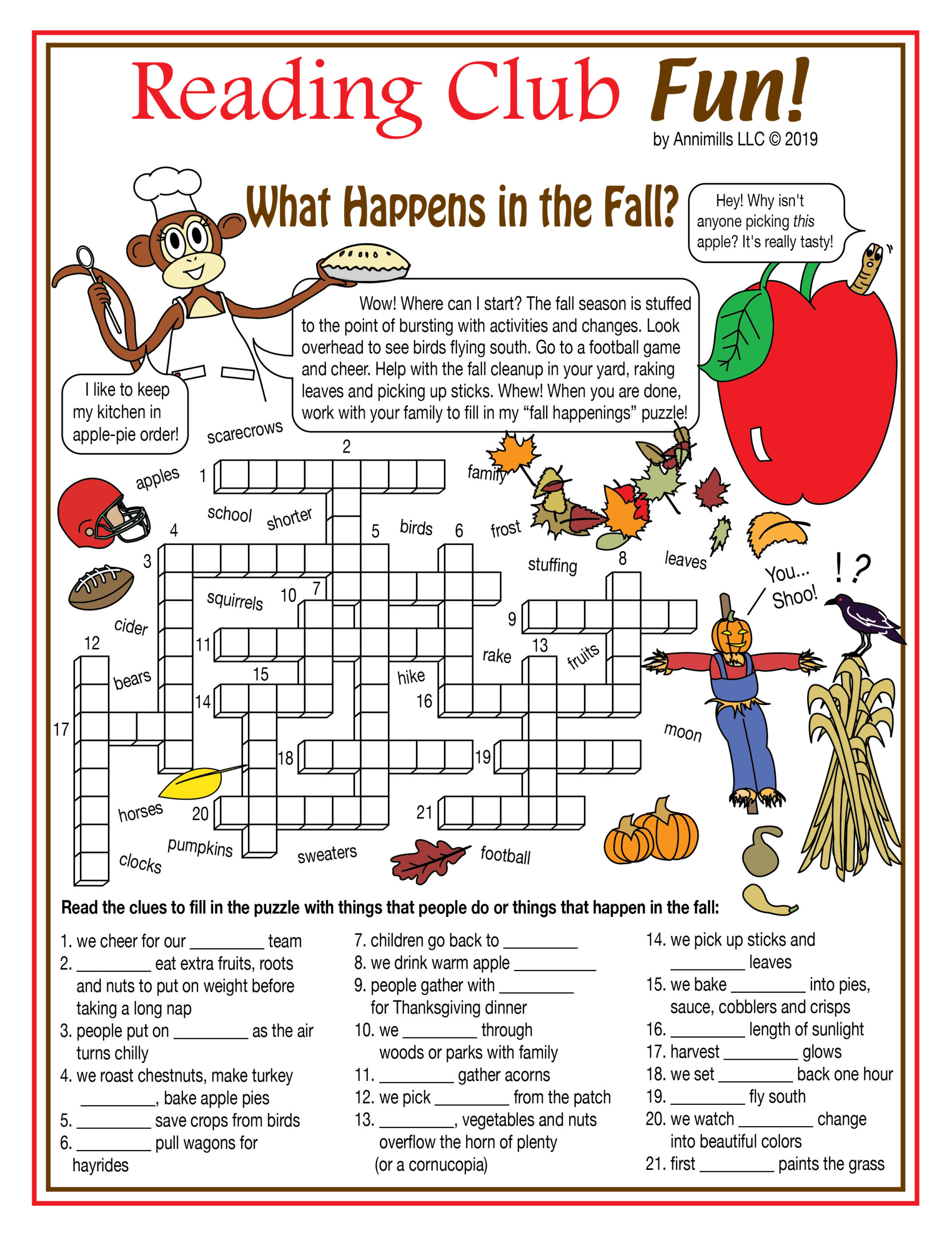 Free Printable Fall Crosswords