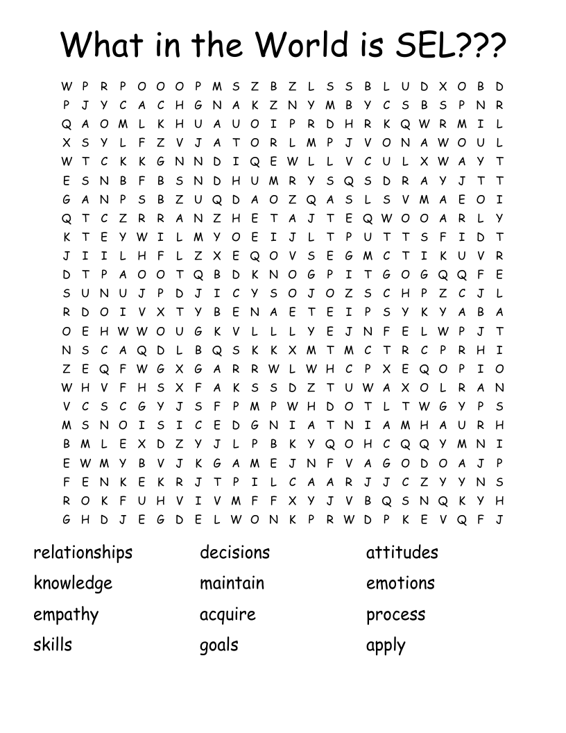 What In The World Is SEL Word Search WordMint