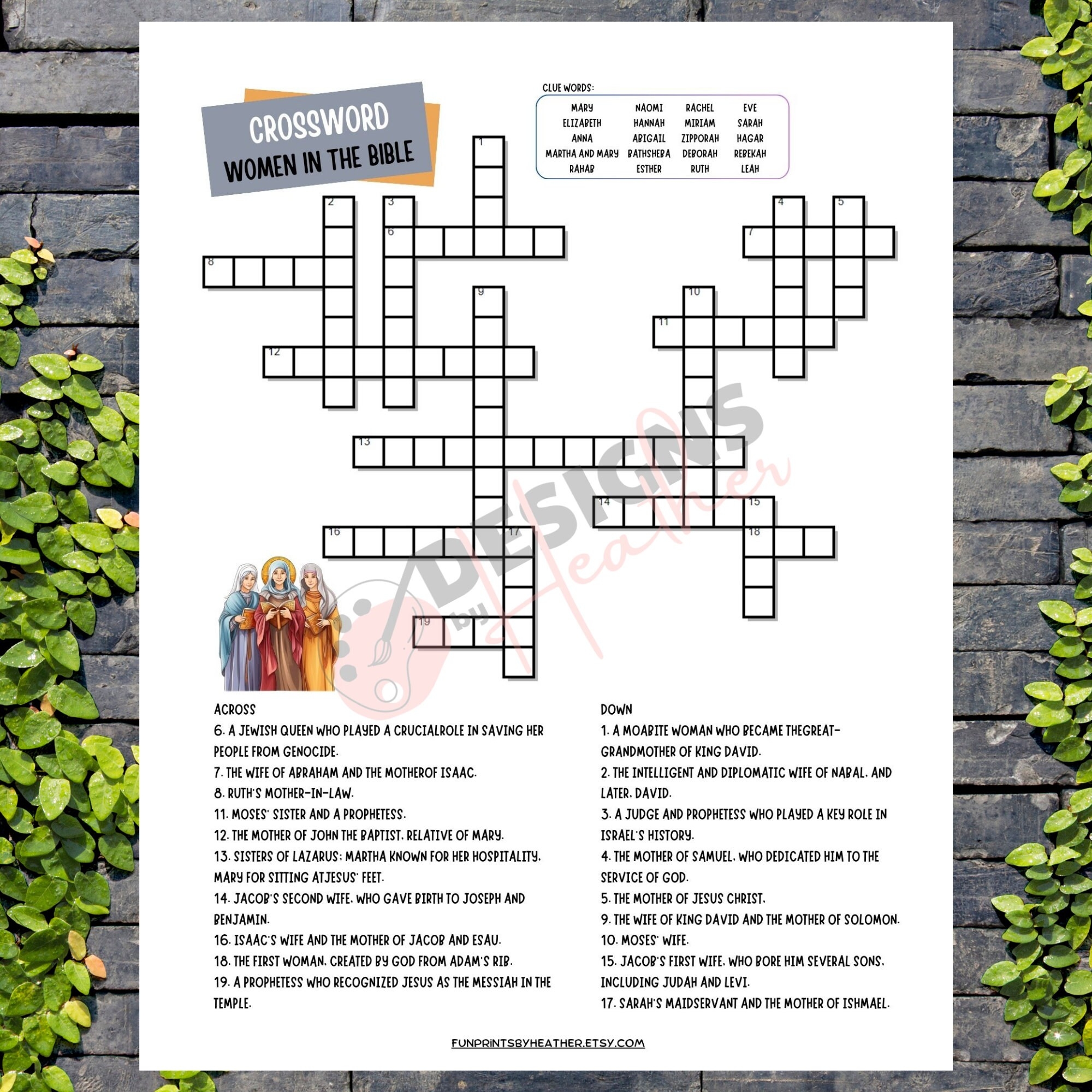 Women of the Bible Crossword Puzzle Printable