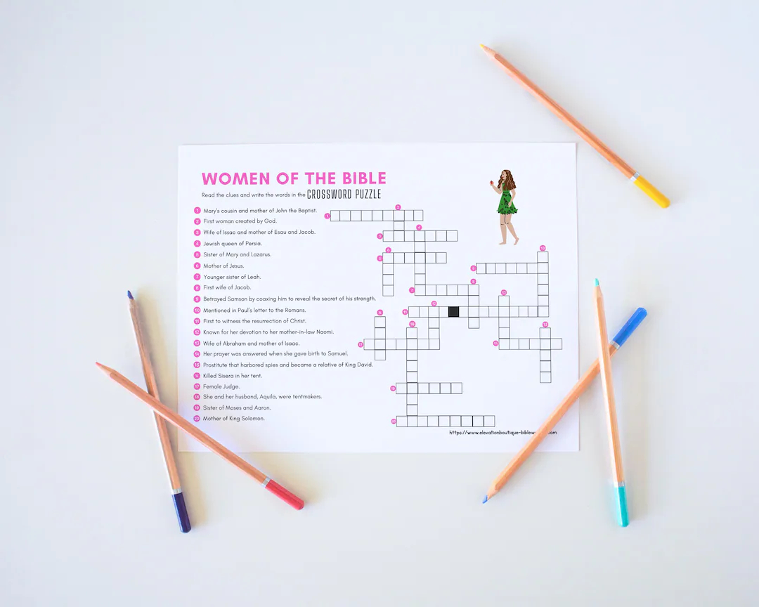 Women Of The Bible Crossword Puzzle For Adults PRINTABLE Christian Game For Fun And Bible Study Etsy