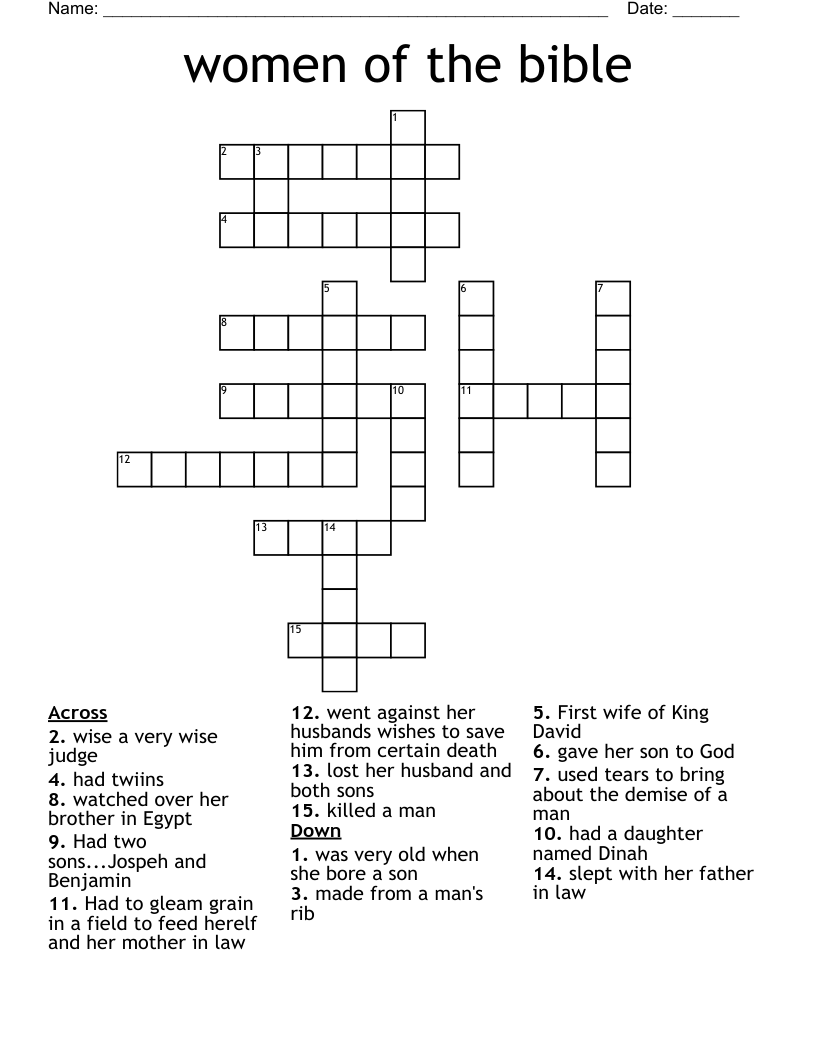 Women Of The Bible Crossword WordMint