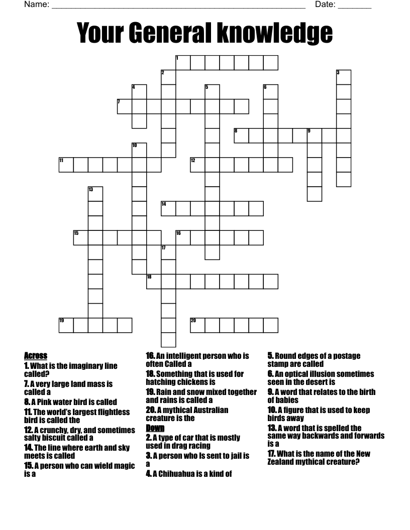 Your General Knowledge Crossword WordMint